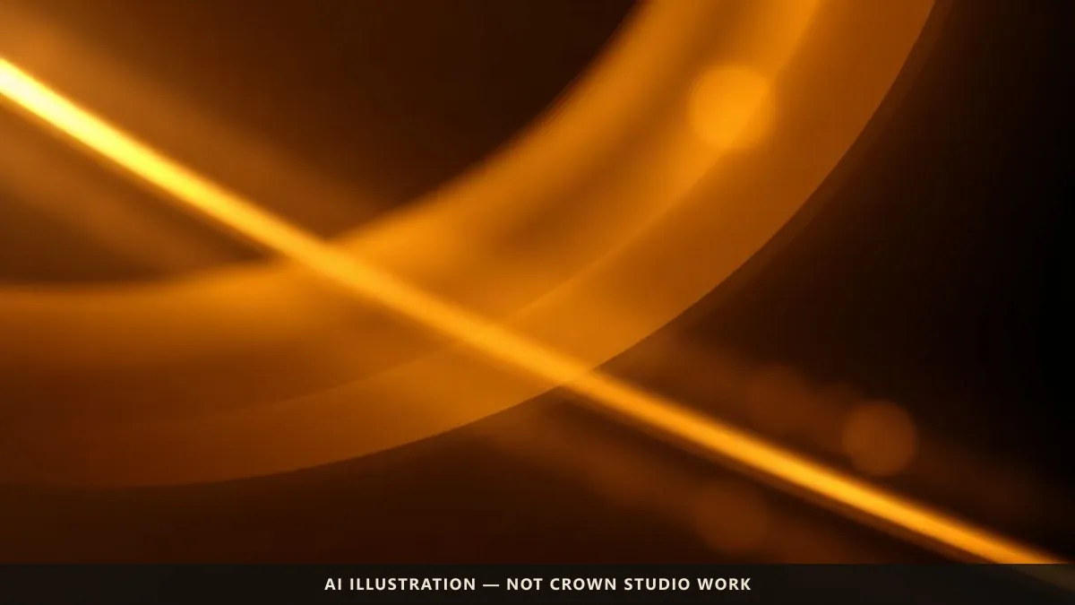 صورة توضيحية مولَّدة تُجسّد مرور الضوء داخل الزجاج والانكسار — ليست من أعمال Crown Studio.